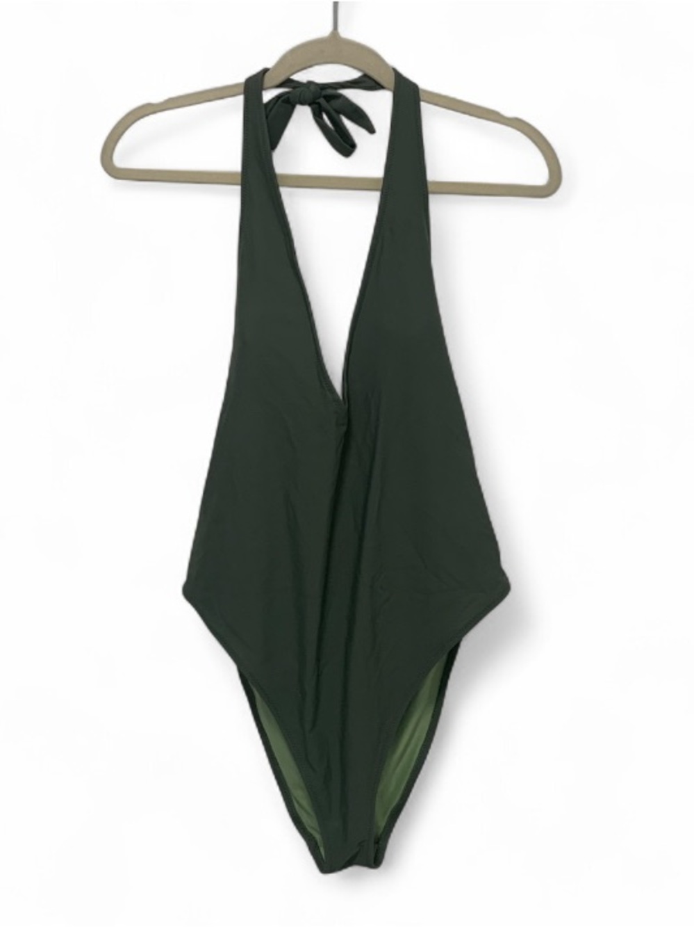 Aerie Green Halter V Neck One-Piece Swimsuit